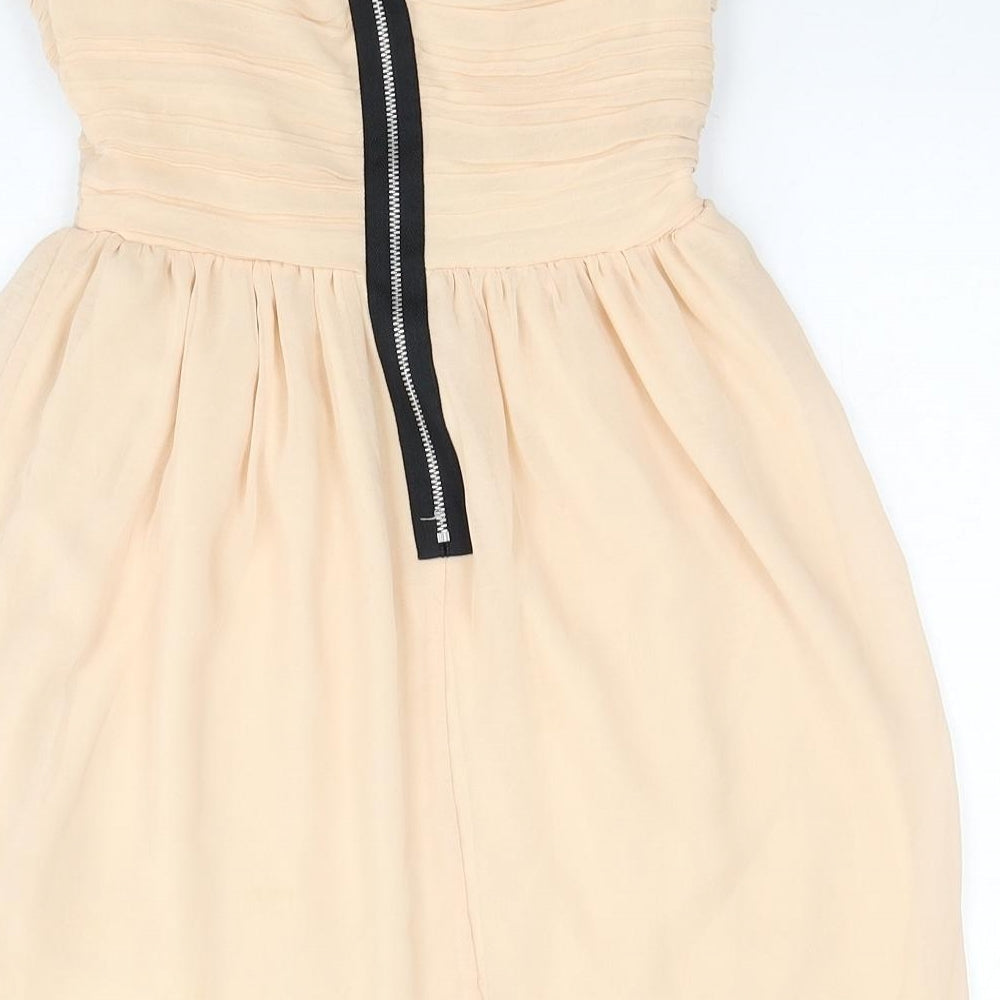 Rave Womens Beige Polyester Fit & Flare Size 6 Sweetheart Zip