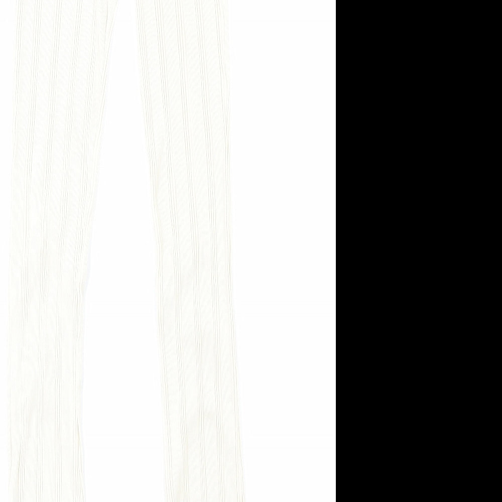 Zara Womens Beige Geometric Cotton Trousers Size S Regular