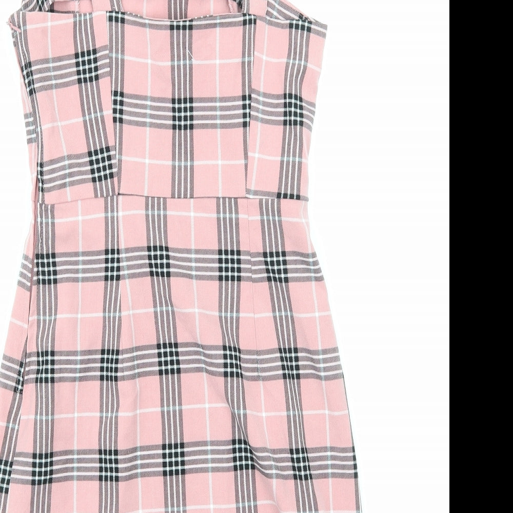 H&M Womens Pink Geometric Viscose Shift Size 6 Off the Shoulder Zip