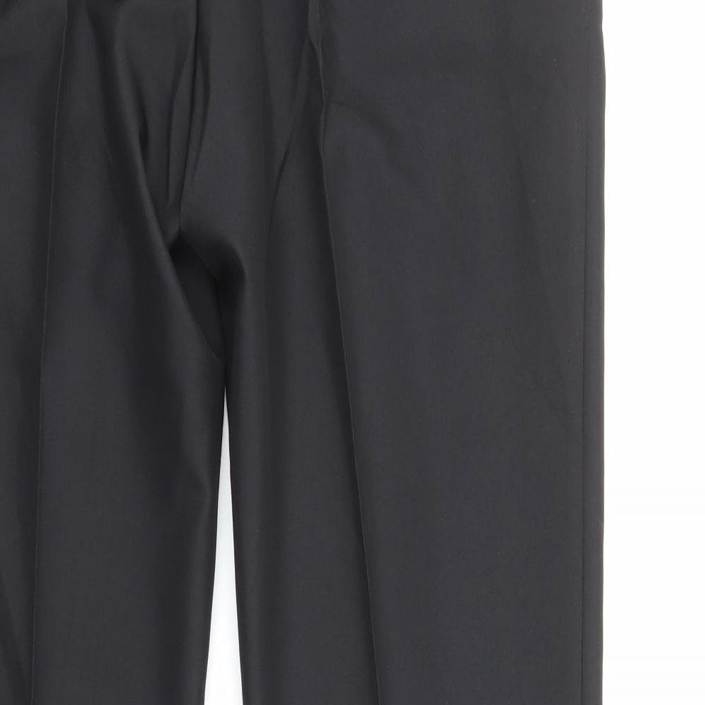 Marks & Spencer Mens Black Viscose Dress Pants Trousers Size L Regular Zip