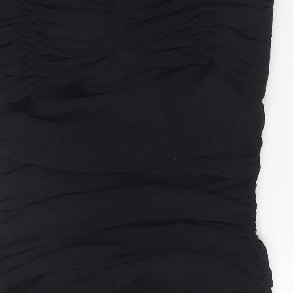Sousourada Womens Black Polyester Shift Size L Off the Shoulder Zip
