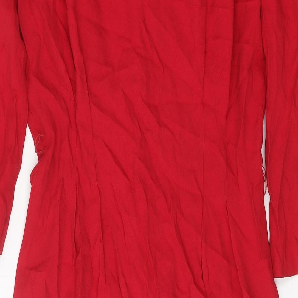 S.L. Petites Womens Red Polyester Sheath Size 8 Round Neck Button