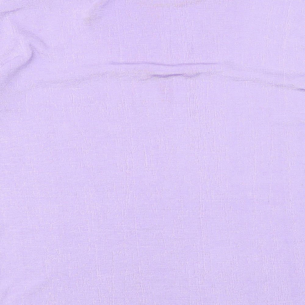 Eye Design Womens Purple Floral Polyester Basic T-Shirt Size M Round Neck