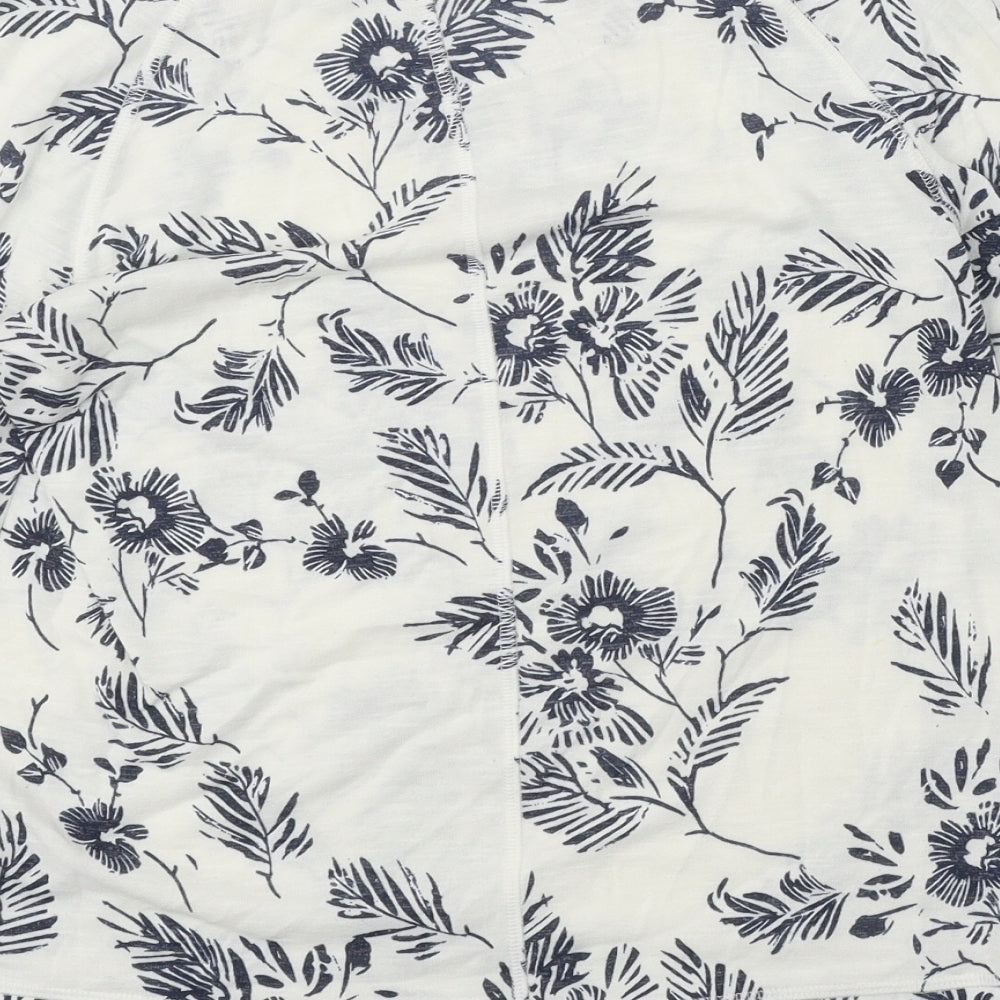 Marks & Spencer Womens White Floral Polyester Basic Blouse Size 8 Boat Neck