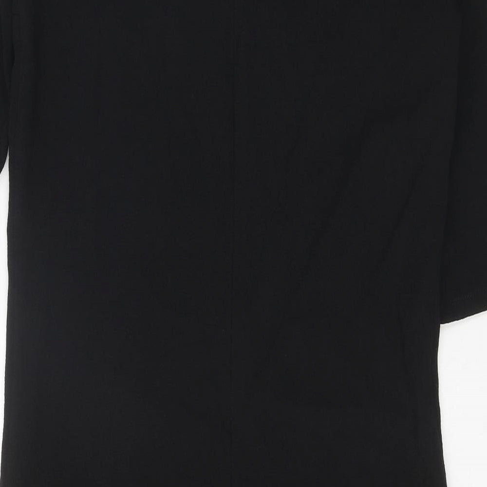 Boohoo Womens Black Polyester Shift Size 8 Mock Neck Zip