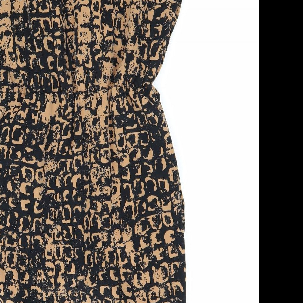 Topshop Womens Brown Geometric Polyester Sheath Size 8 V-Neck Pullover