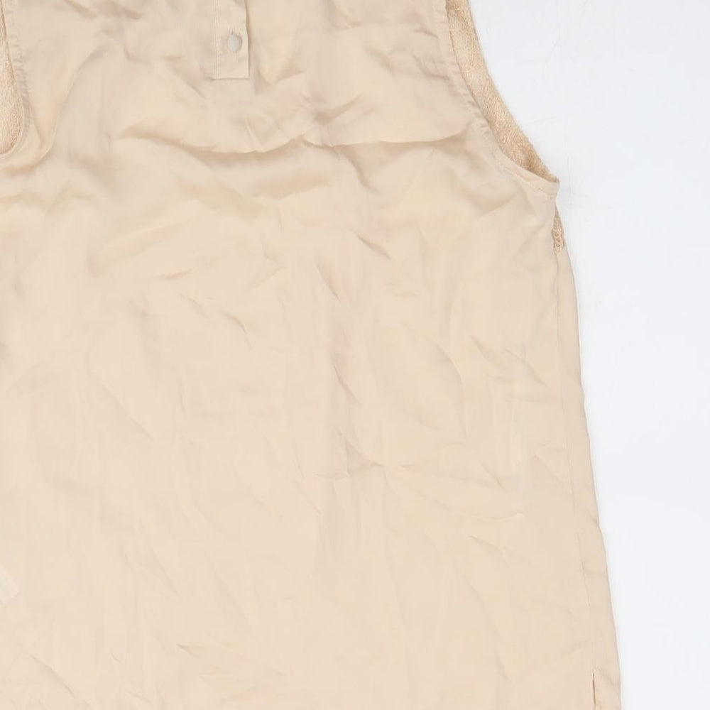 New Look Womens Beige Polyester Basic Blouse Size 10 Square Neck