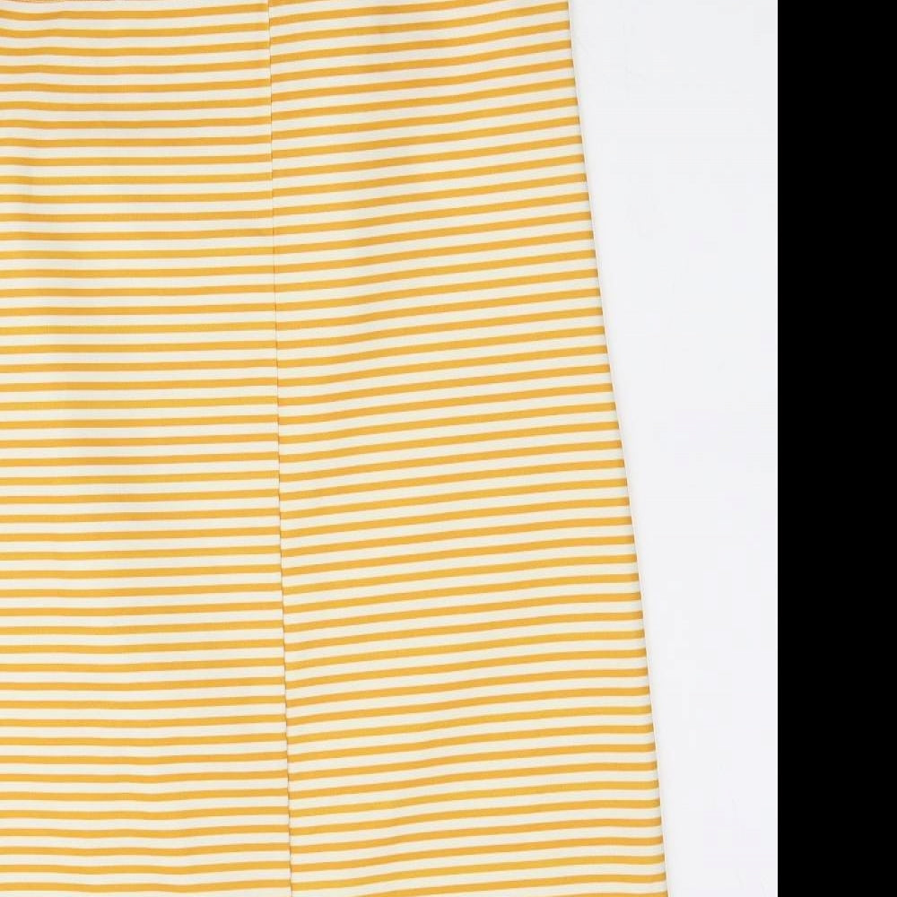 Zara Womens Yellow Striped Polyester Slip Dress Size M Square Neck Pullover