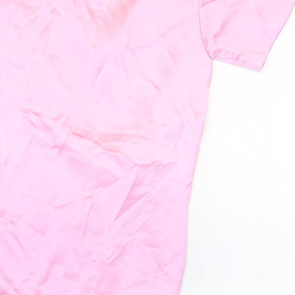 Zara Womens Pink Polyester T-Shirt Dress Size XS Round Neck Zip