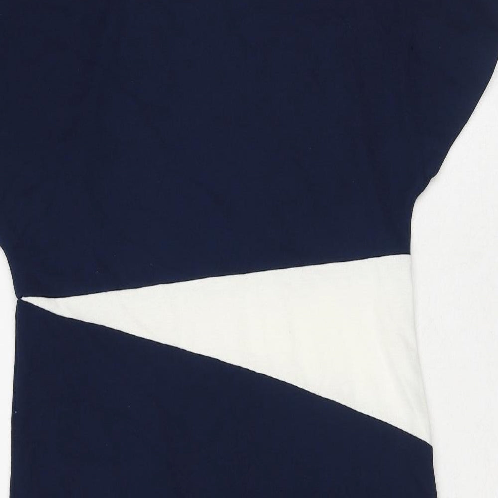 VAXO Womens Blue Geometric Polyester Shift Size S Round Neck Pullover