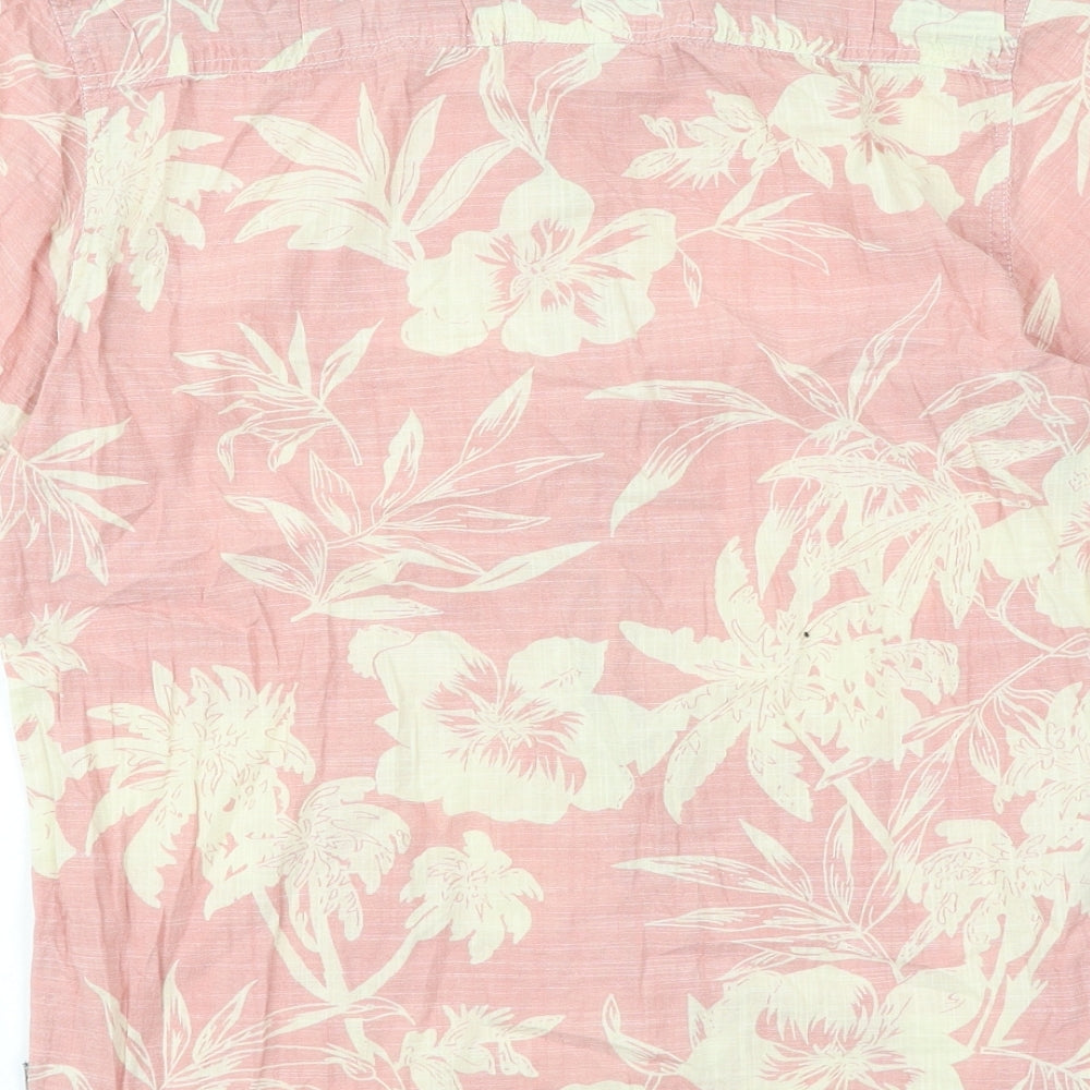 Brave Soul Mens Pink Geometric Cotton Button-Up Size S Collared Button - Tropical Print