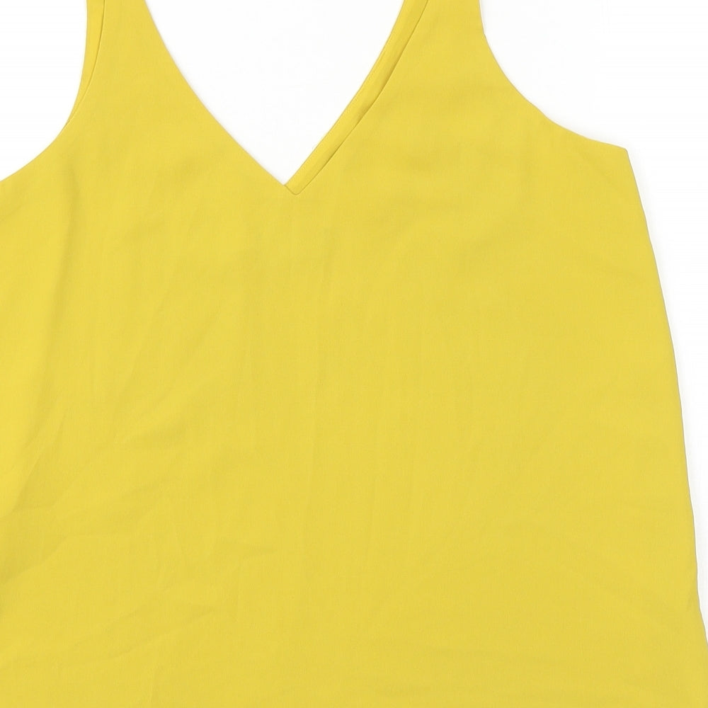 Topshop Womens Yellow Polyester Basic Tank Size 10 V-Neck