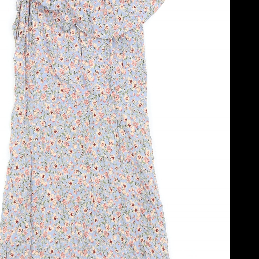 New Look Womens Grey Geometric Viscose A-Line Size 10 Off the Shoulder Button