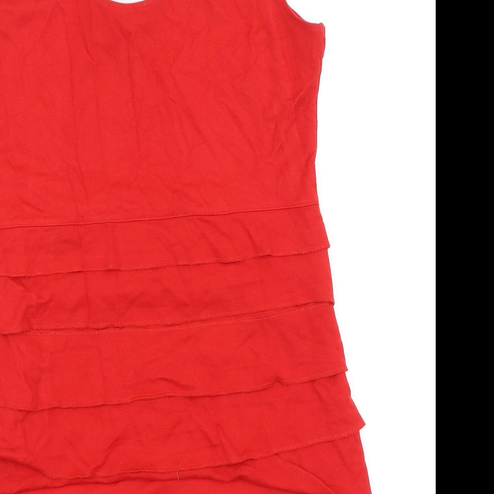 H&M Womens Red Viscose Bodycon Size L Scoop Neck Pullover