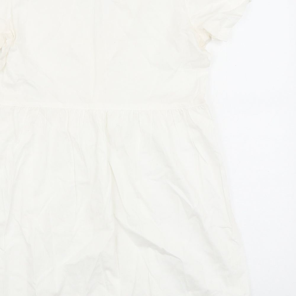 H&M Womens White Viscose A-Line Size S Collared Pullover