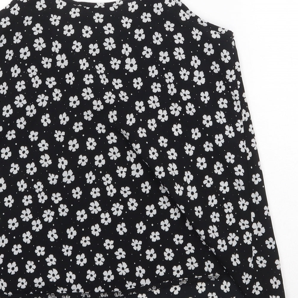 Select Womens Black Floral Polyester Basic Tank Size 12 Round Neck