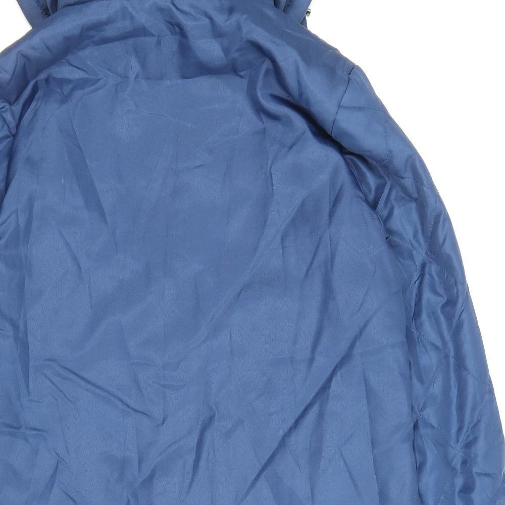 Anne De Lancay Womens Blue Quilted Coat Size S Zip