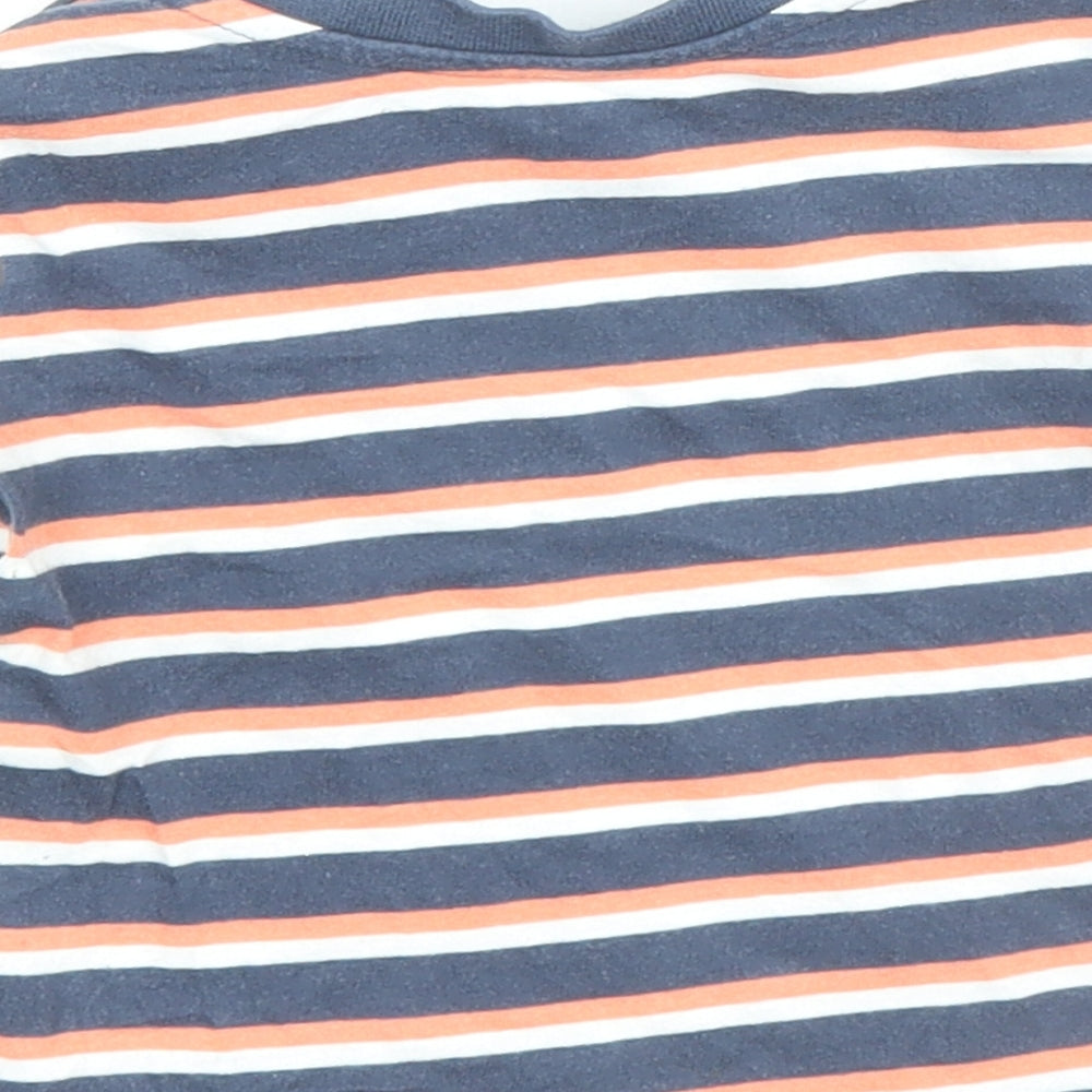Primark Boys Multicoloured Striped 100% Cotton Basic T-Shirt Size 3-6 Months Round Neck Button