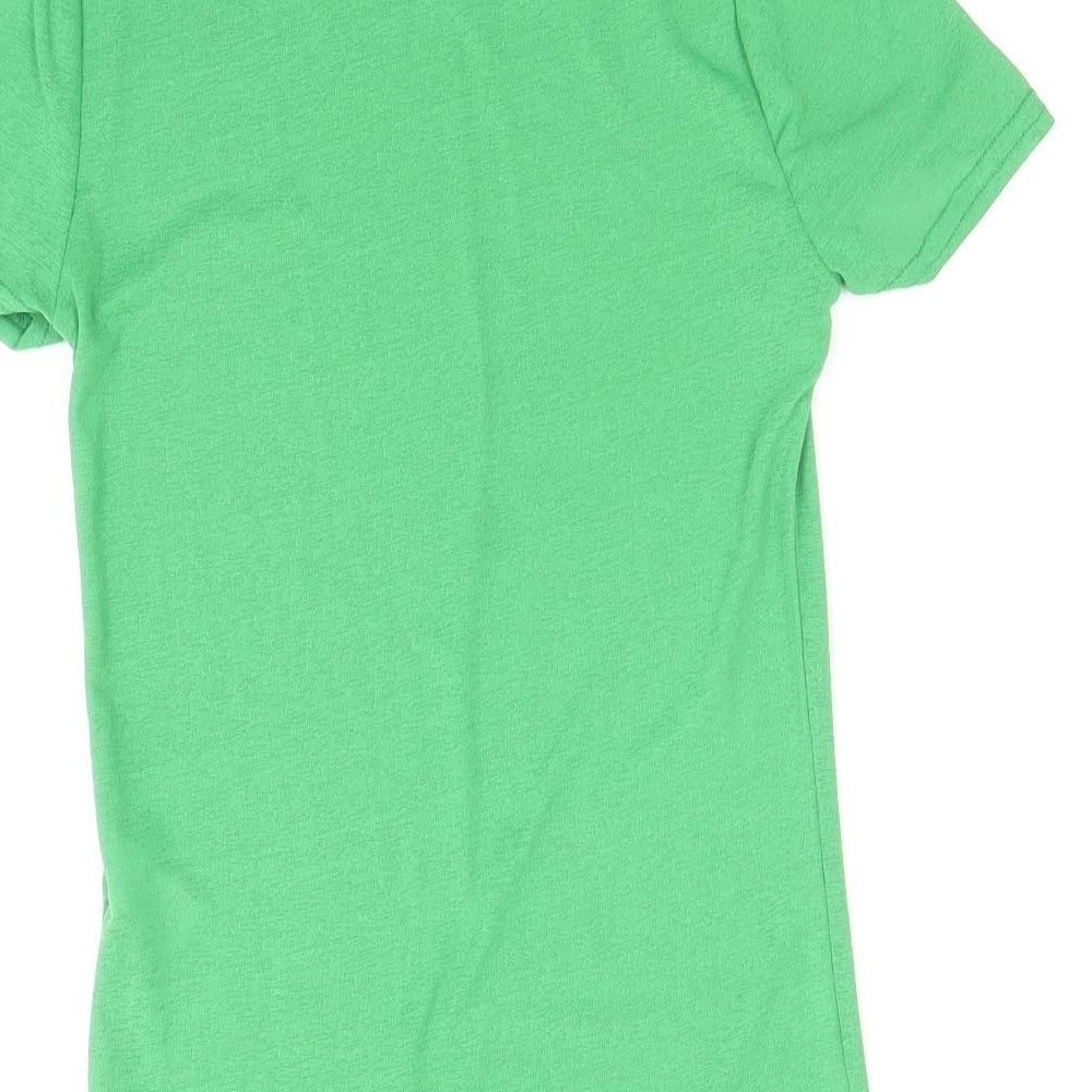 River Island Womens Green Polyester Basic T-Shirt Size 10 Mock Neck