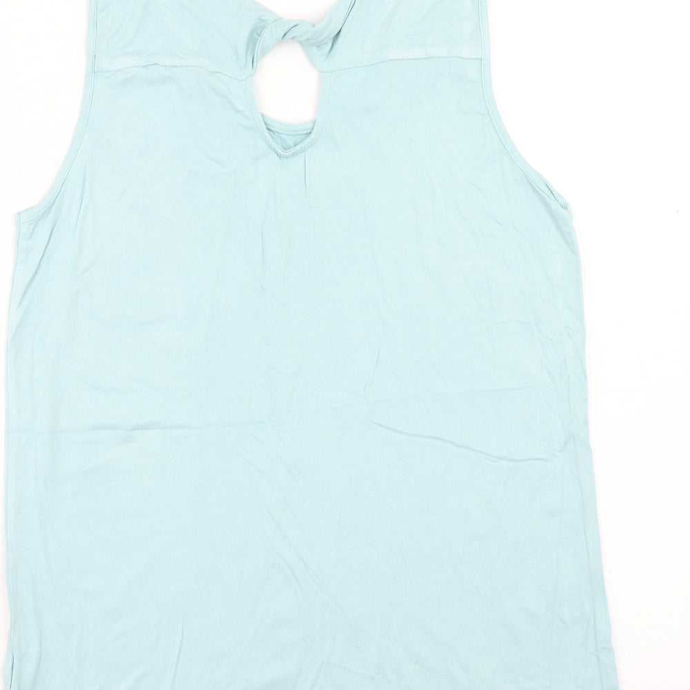 Peacocks Womens Blue Viscose Basic Tank Size 14 Round Neck