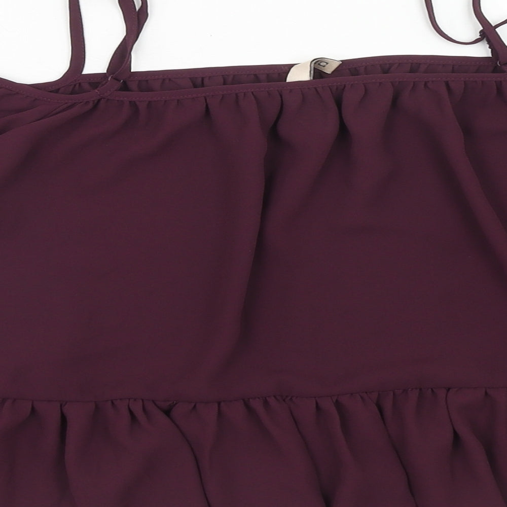 H&M Womens Purple Polyester Cropped Blouse Size 6 Off the Shoulder - Cold Shoulder