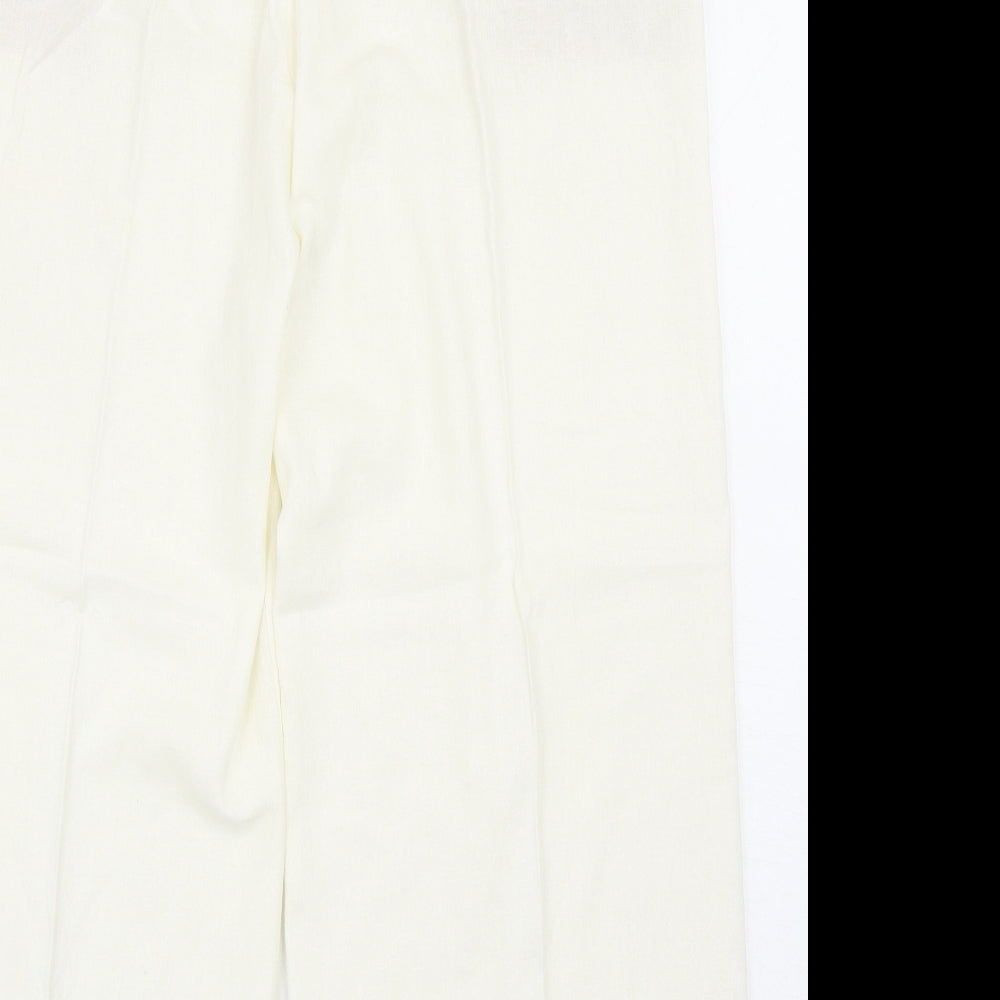 Marks Womens Ivory Linen Capri Trousers Size 18 Regular Zip