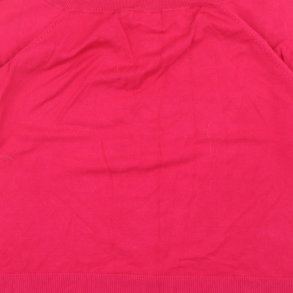 M&Co Womens Pink Boat Neck Viscose Pullover Jumper Size 18