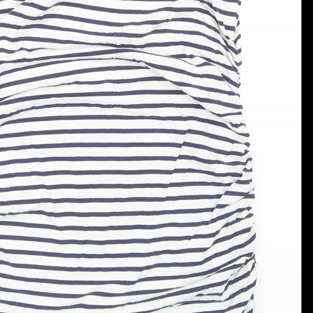Dorothy Perkins Womens Blue Striped Cotton Basic Tank Size 12 Off the Shoulder