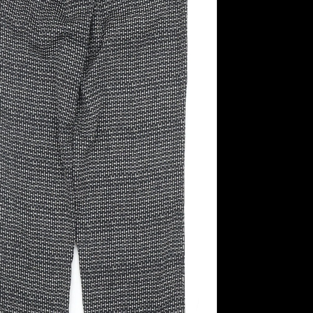 H&M Womens Black Geometric Polyester Jogger Trousers Size 10 Regular