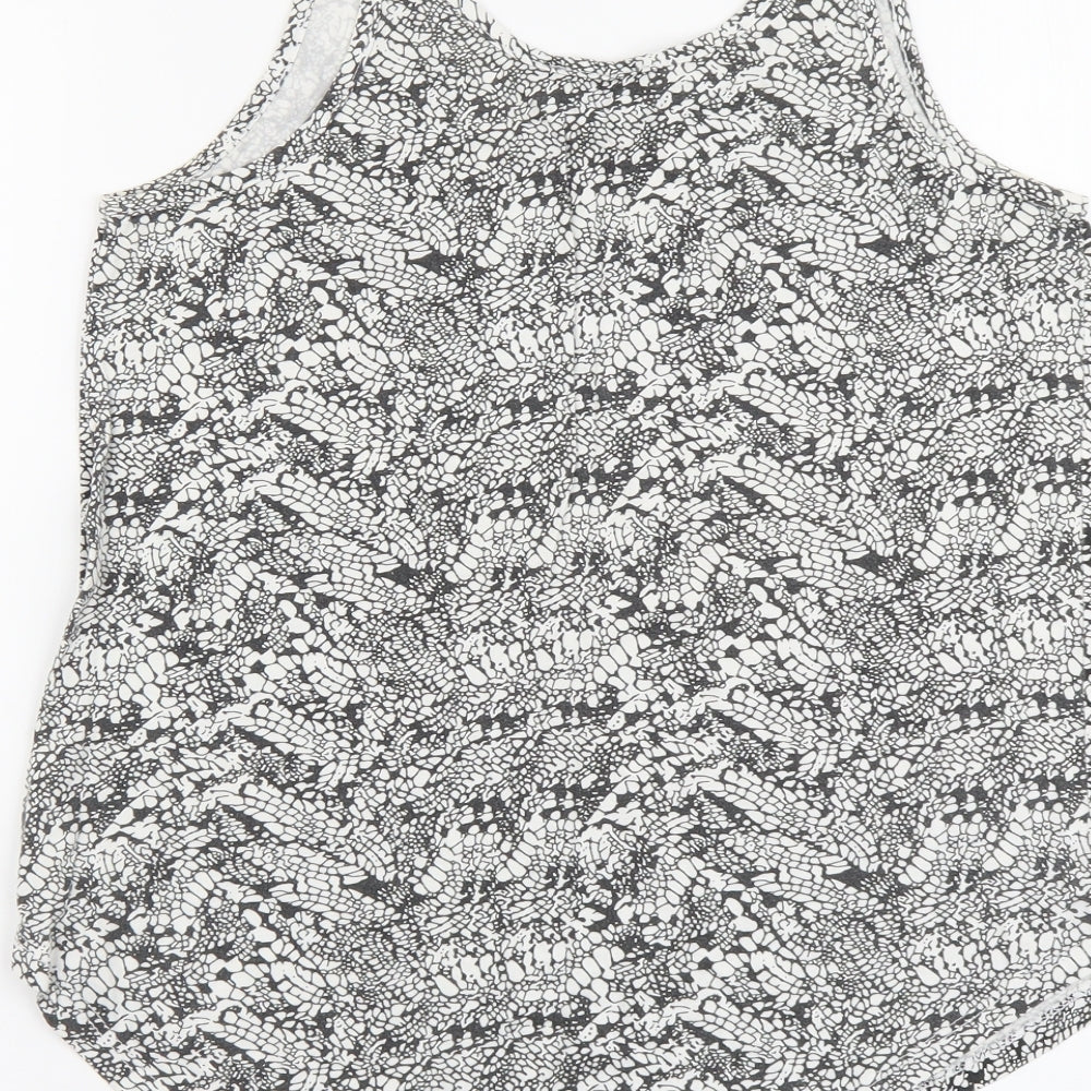 Atmosphere Womens Black Geometric Cotton Basic Tank Size 12 Round Neck