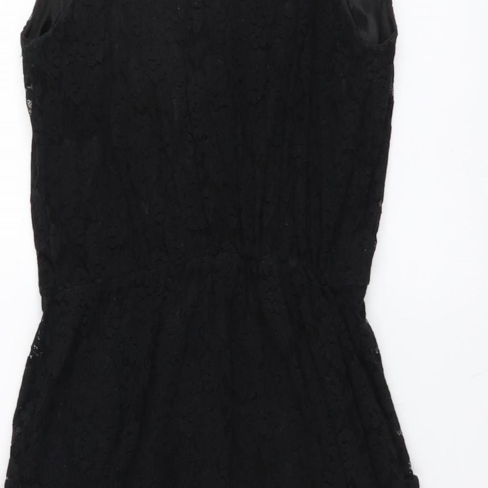 Uttam London Womens Black Geometric Polyester A-Line Size 8 Scoop Neck Pullover
