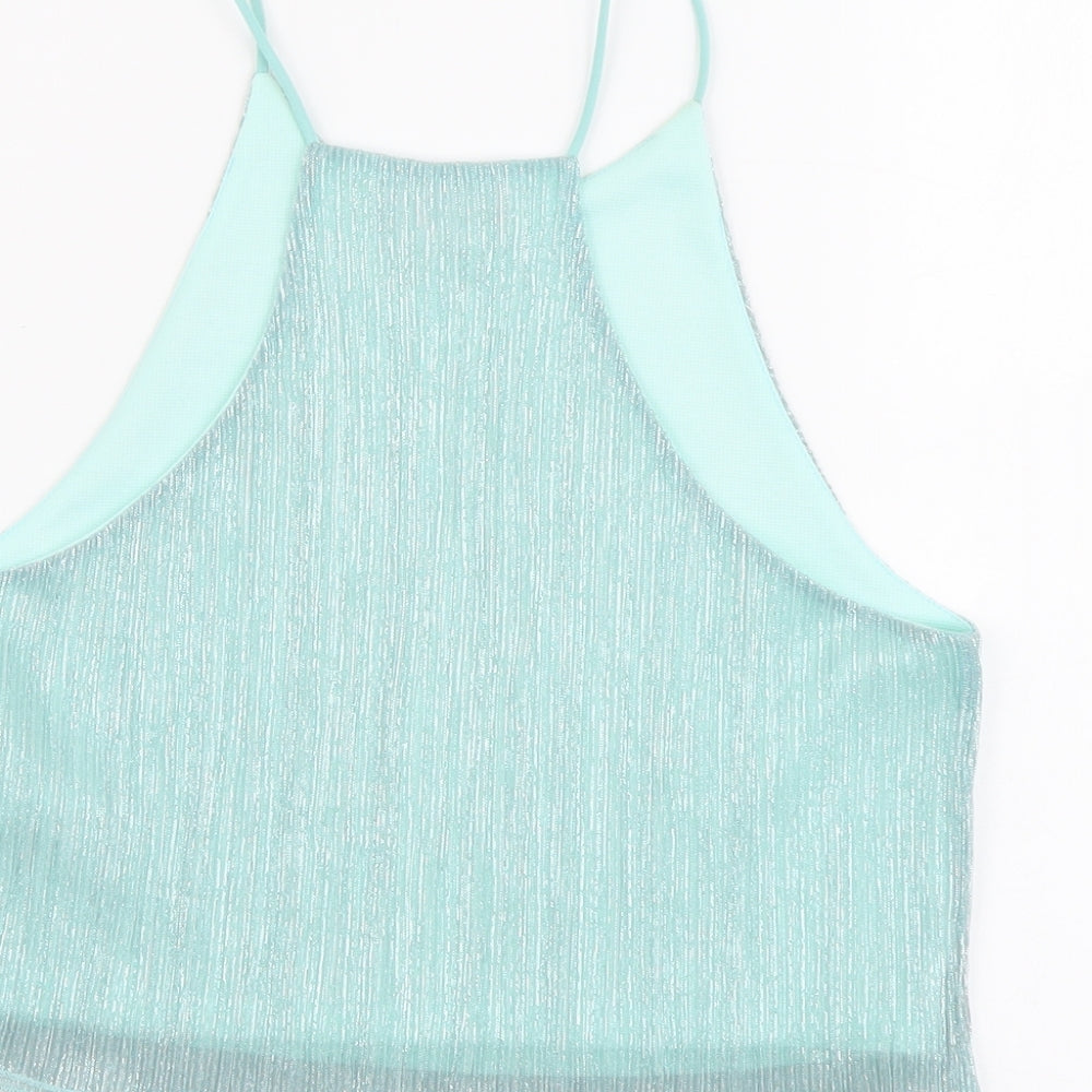 Topshop Womens Green Polyester Camisole Blouse Size 10 Scoop Neck