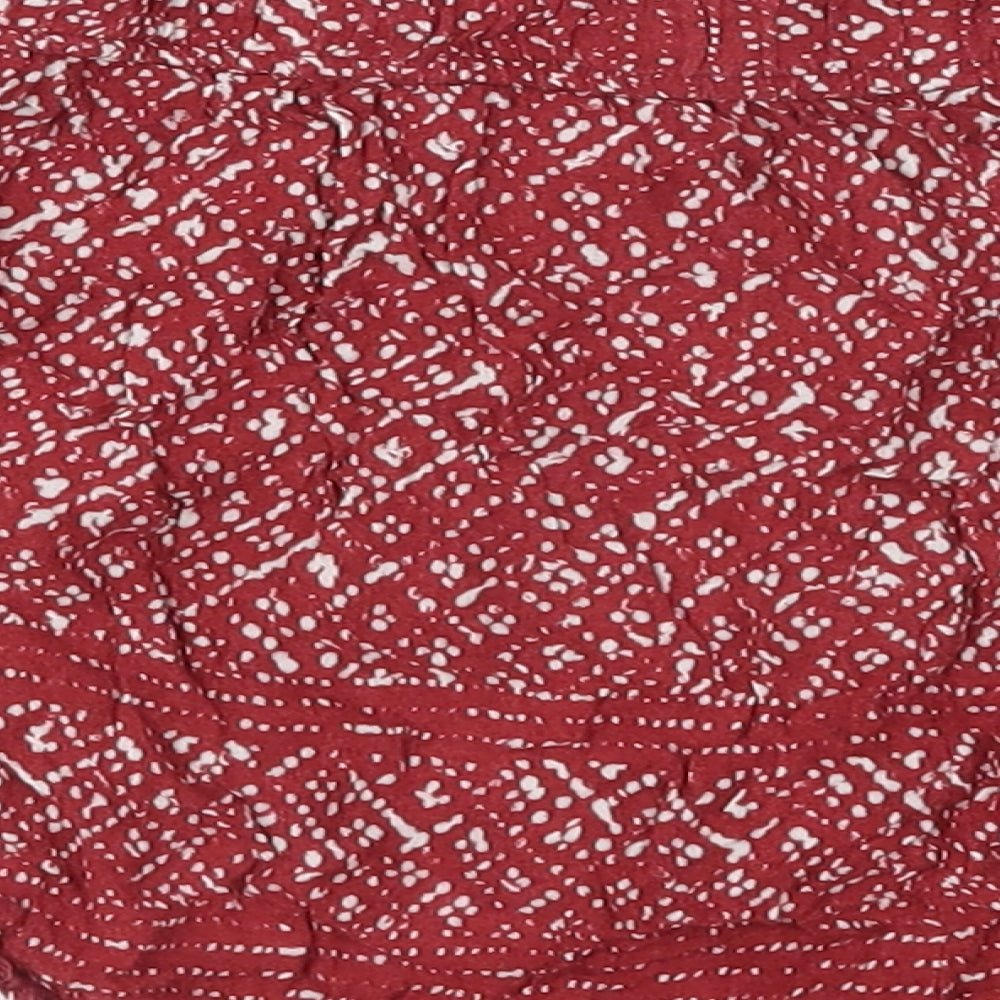Ecote Womens Red Geometric Viscose Hot Pants Shorts Size M Regular Pull On