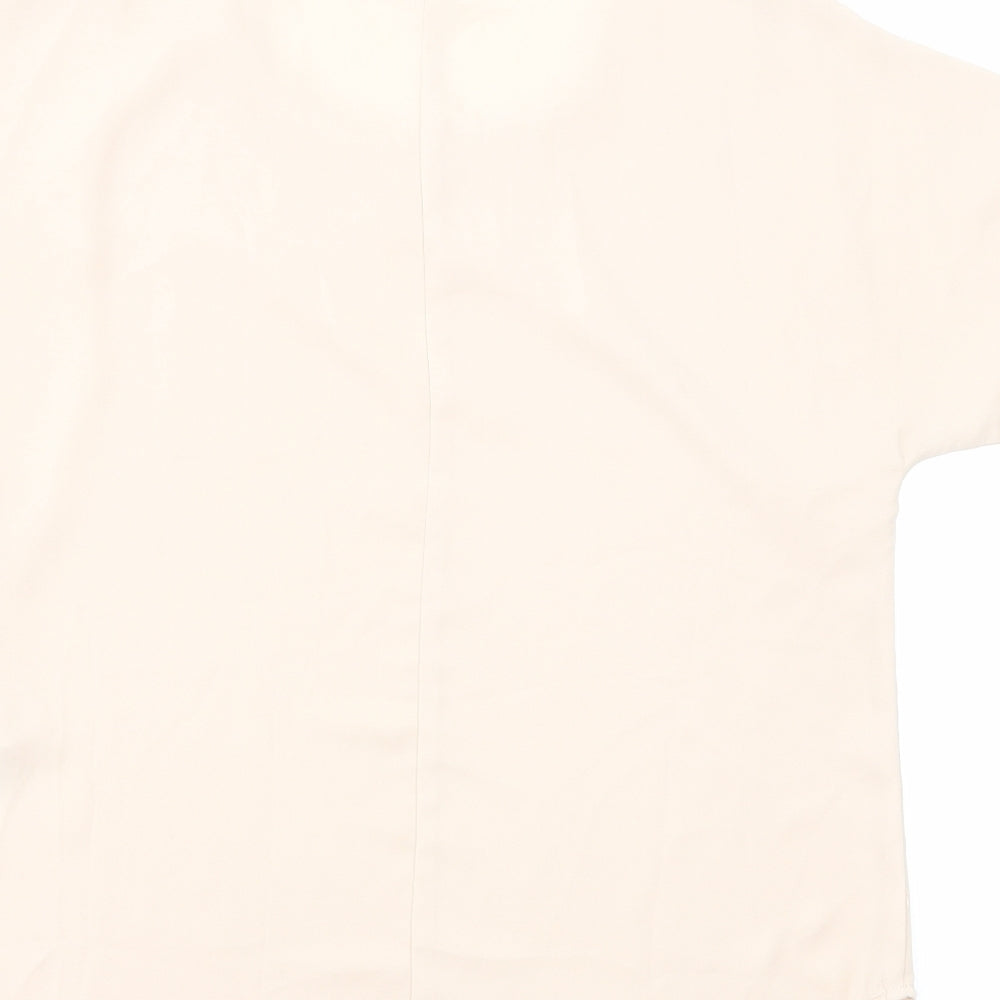 New Look Womens Pink Polyester Basic T-Shirt Size 8 Round Neck
