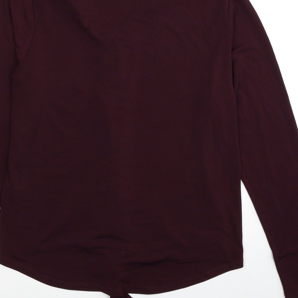 Select Womens Red Polyester Basic Button-Up Size 12 V-Neck