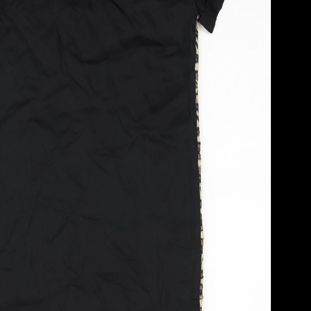Sweewe Paris Womens Black Geometric Polyester Sheath Size S Collared Zip - Size S/M