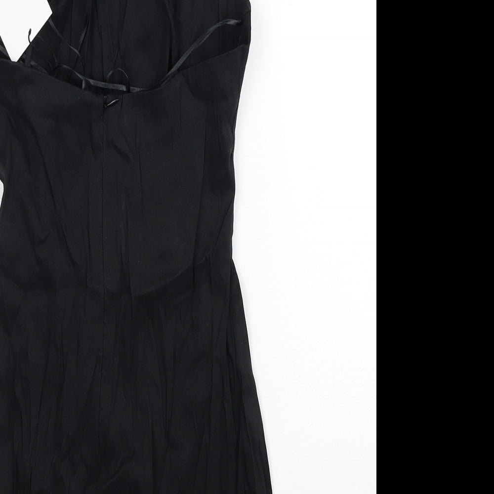 Zara Womens Black Linen A-Line Size XS Square Neck Pullover