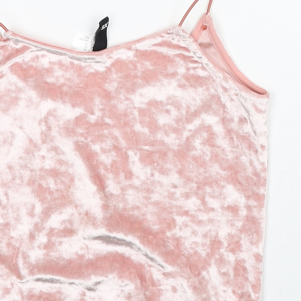 H&M Womens Pink Polyester Cropped Tank Size XS Round Neck
