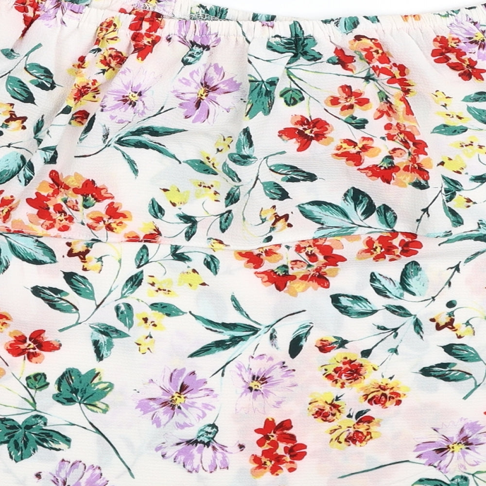 Dorothy Perkins Womens Multicoloured Floral Polyester Basic Blouse Size 10 Off the Shoulder