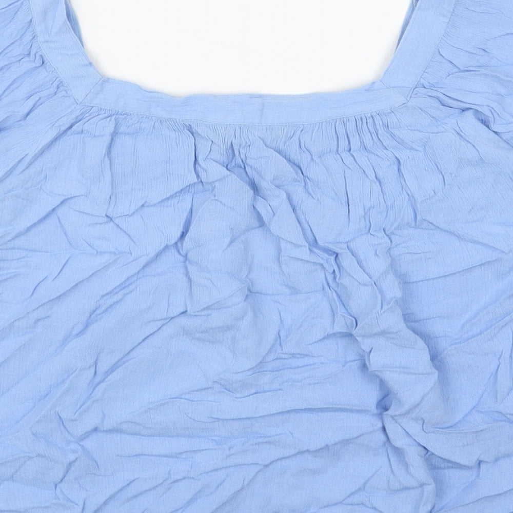 Dorothy Perkins Womens Blue Viscose Basic Blouse Size 10 Square Neck