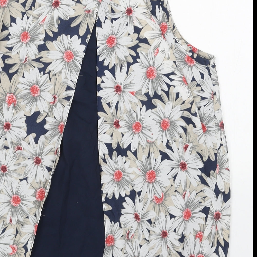 Dorothy Perkins Womens White Geometric Polyester Basic Tank Size 8 Round Neck