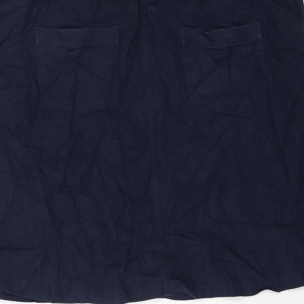 Preworn Womens Blue Cotton Straight & Pencil Skirt Size 46 in Drawstring