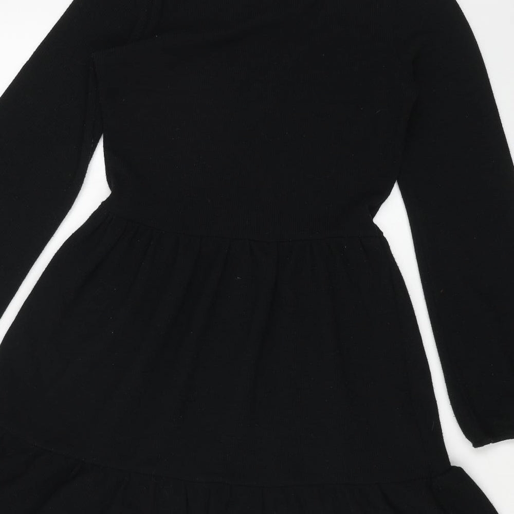 Quiz Womens Black Polyester A-Line Size 10 Round Neck Pullover