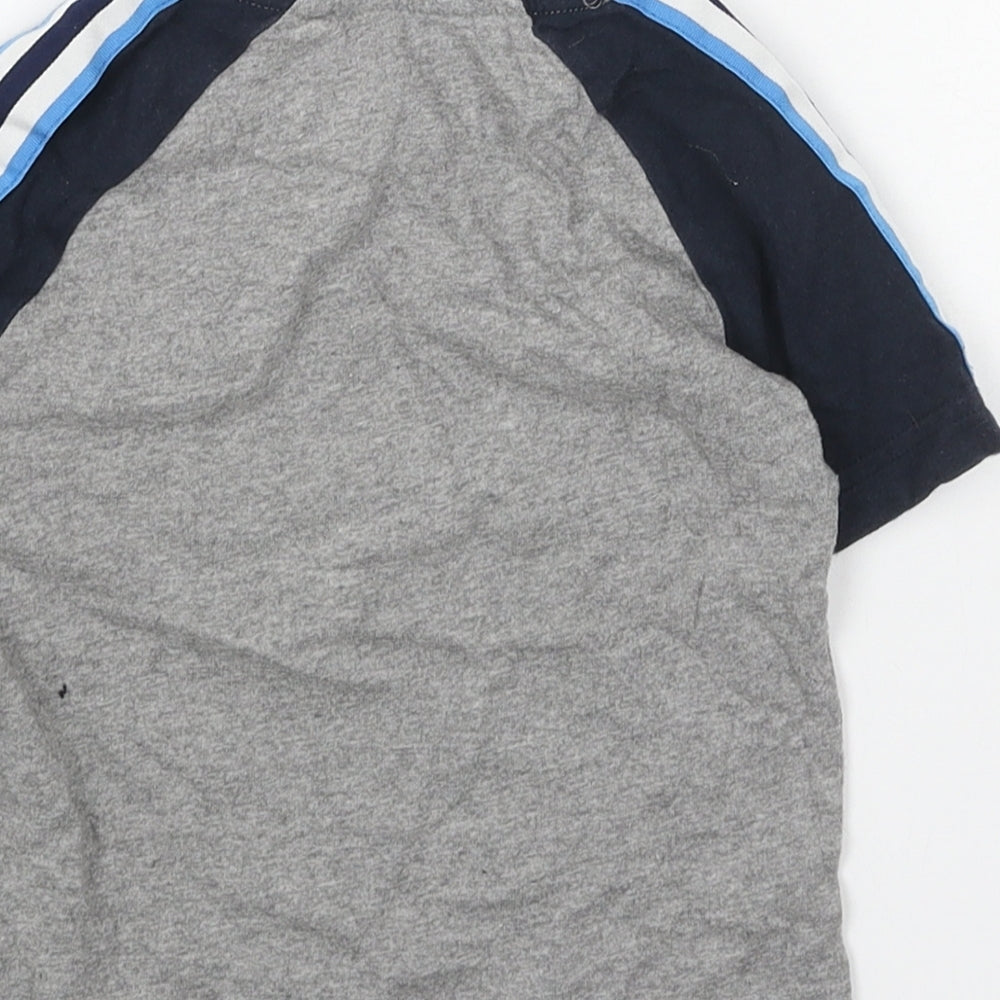Next Boys Grey Colourblock Cotton Basic T-Shirt Size 12 Months Round Neck Pullover