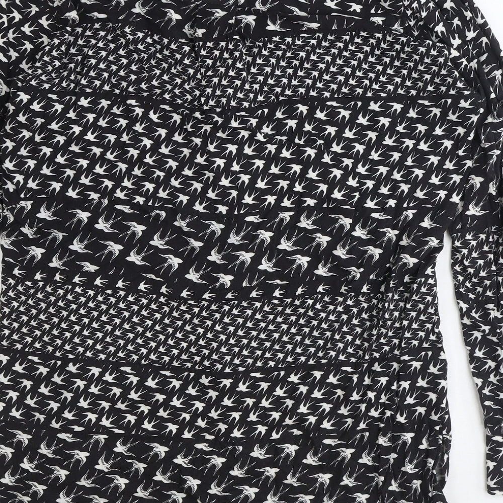 Sandwich Womens Black Geometric Viscose Basic Button-Up Size 6 V-Neck
