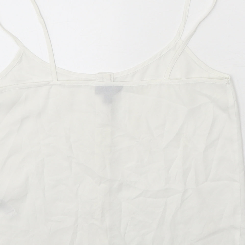 Topshop Womens White Polyester Cropped Tank Size 10 Round Neck
