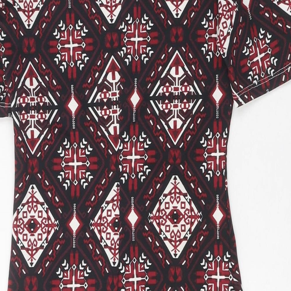 Divided Womens Multicoloured Floral Polyester Bodycon Size 6 Round Neck Pullover - Cold Shoulder
