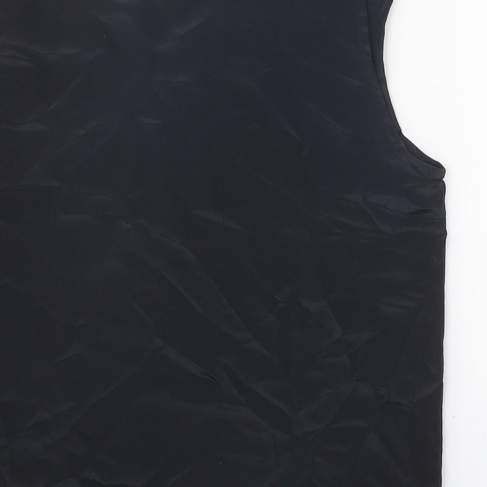 Preworn Womens Black Polyester Basic Tank Size 14 Round Neck