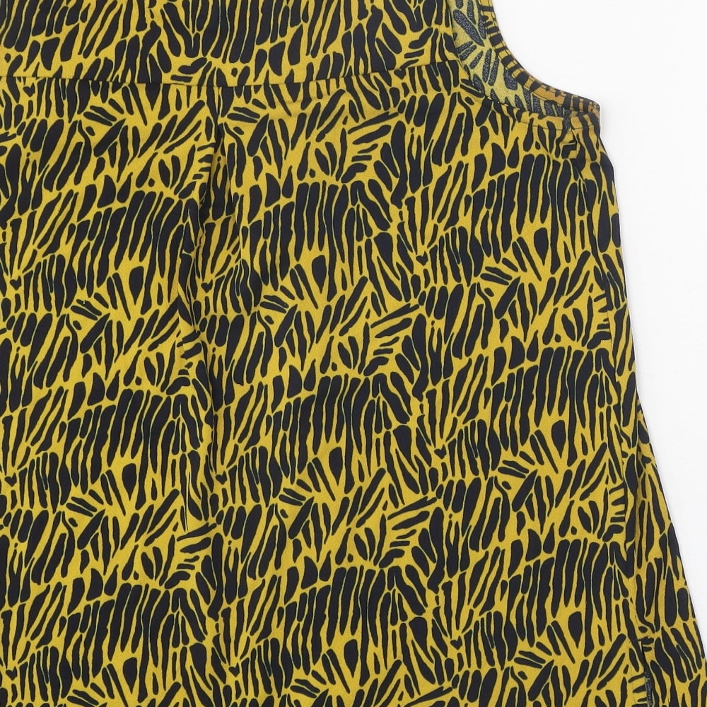 NEXT Womens Yellow Geometric Polyester Basic Blouse Size 10 Round Neck