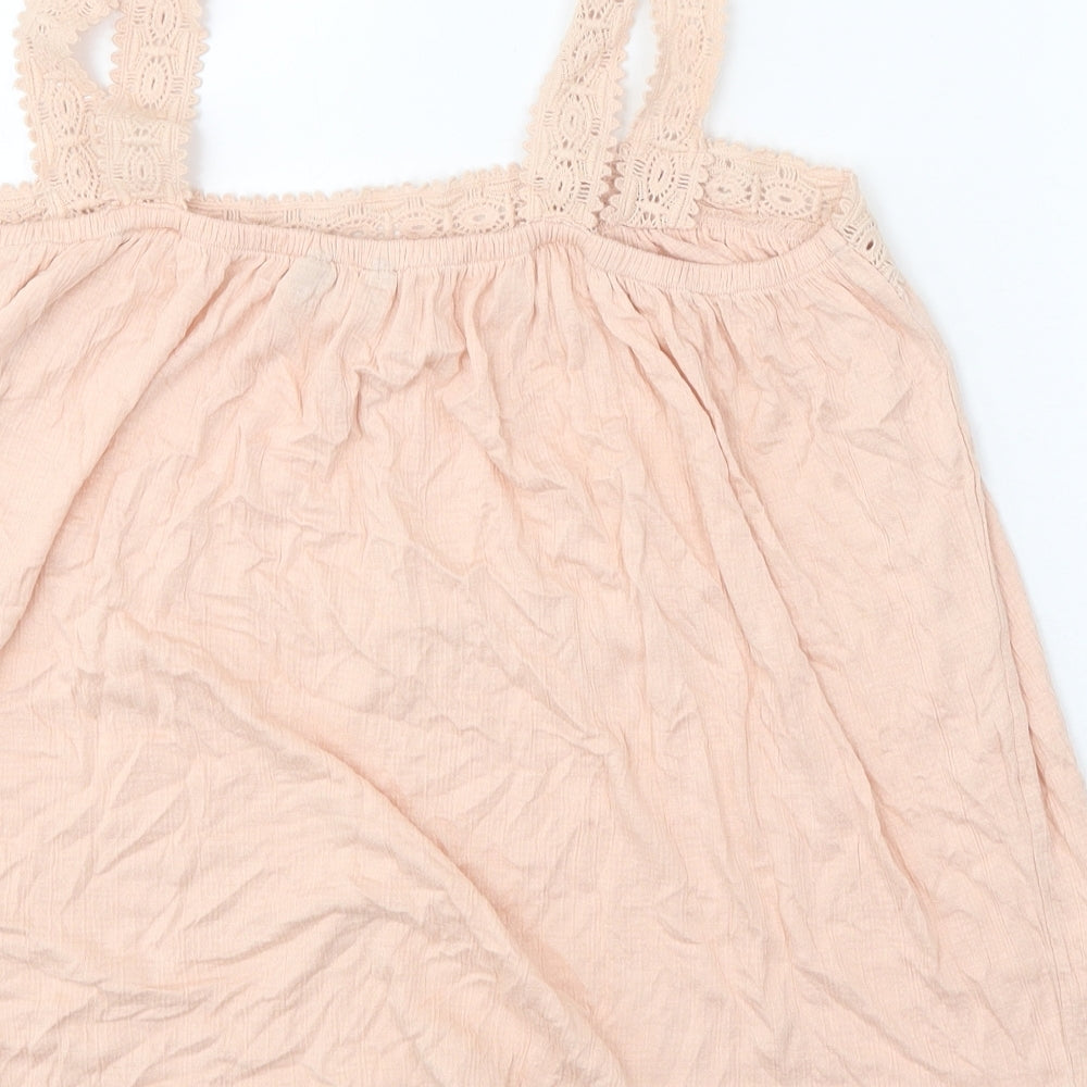 Principles Womens Beige Viscose Basic Tank Size 14 Square Neck